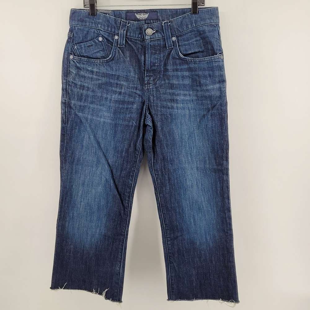 Rock‎ & Republic Floyd Jeans 34 Blue Raw Hem Button Fly Mens